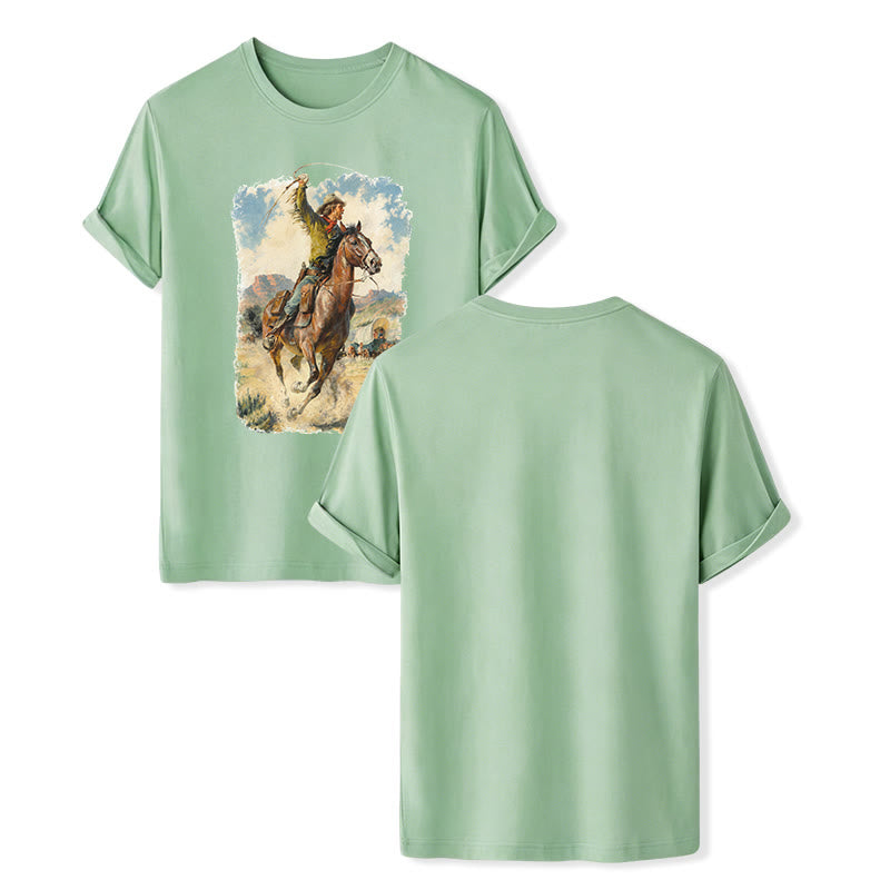 Peinture à l'huile vintage, fouet de cowboy, chemise western sauvage - Vert - 2XL - image 10
