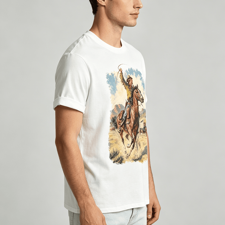 Peinture à l'huile vintage, fouet de cowboy, chemise western sauvage - image 2
