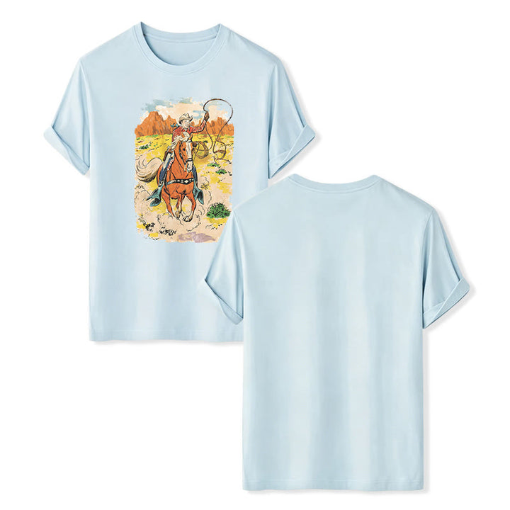Chemise western rétro style BD avec lasso de cowboy - Bleu - 2XL - image 9