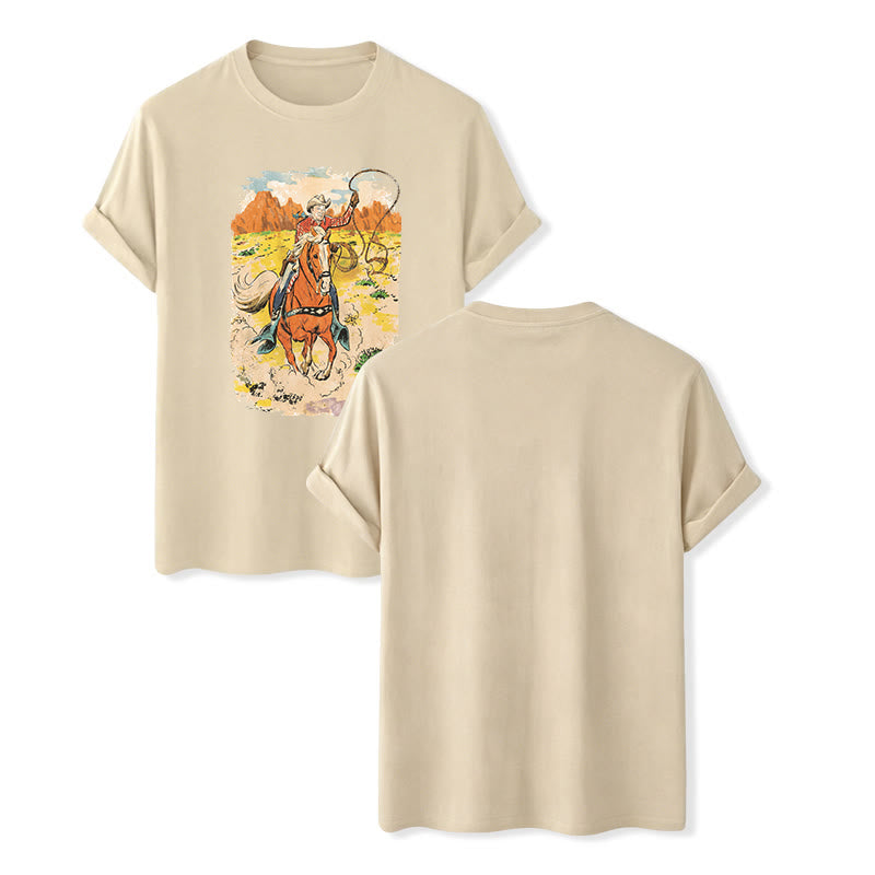 Chemise western rétro style BD avec lasso de cowboy - Beige - 2XL - image 6