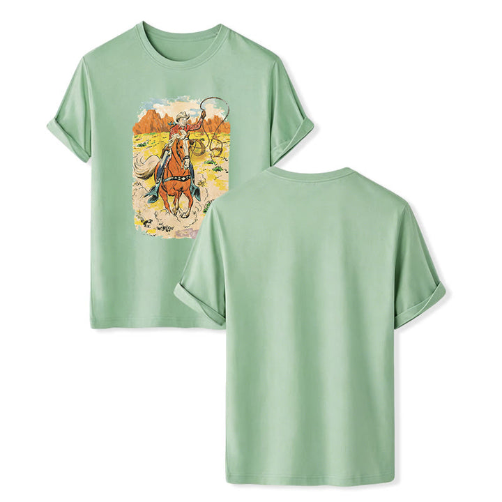 Chemise western rétro style BD avec lasso de cowboy - Vert - 2XL - image 10