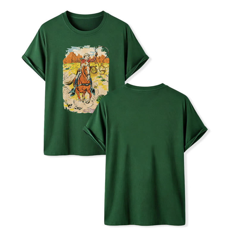 Chemise western rétro style BD avec lasso de cowboy - Vert foncé - 2XL - image 13