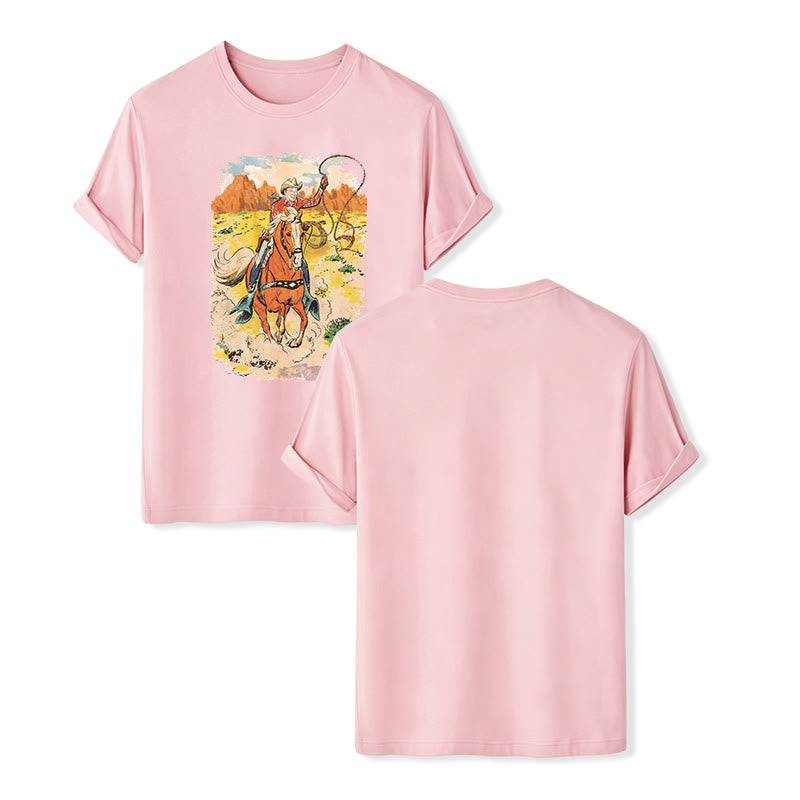 Chemise western rétro style BD avec lasso de cowboy - Rose - 2XL - image 7
