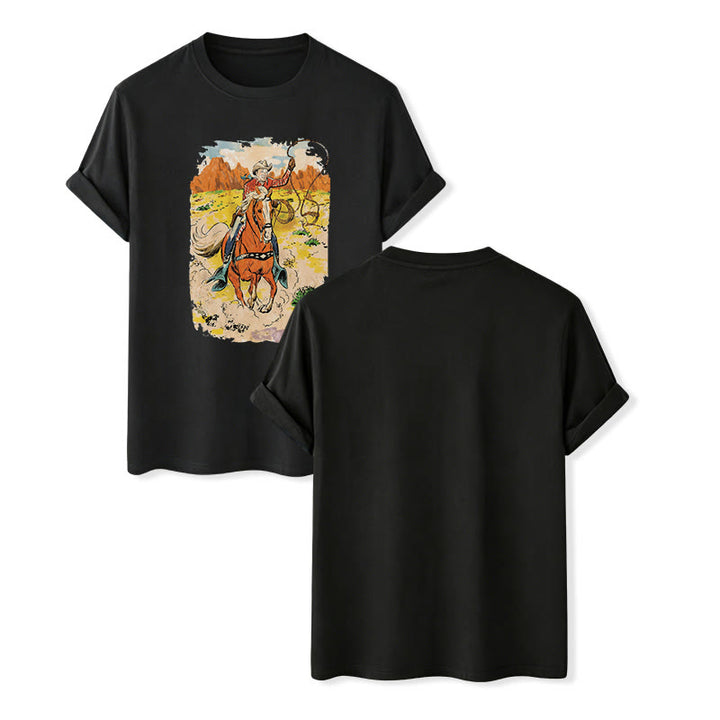 Chemise western rétro style BD avec lasso de cowboy - Noir - 2XL - image 12