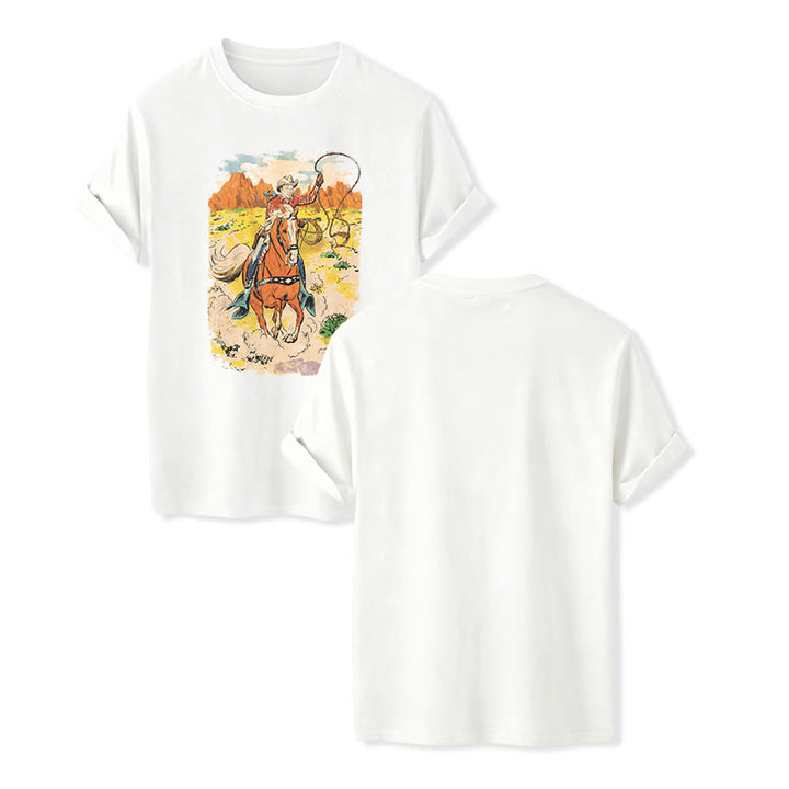 Chemise western rétro style BD avec lasso de cowboy - Blanc - 2XL - image 5