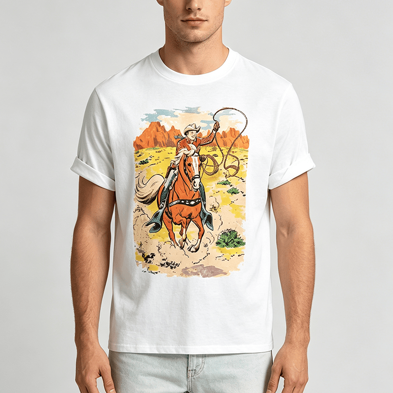 Chemise western rétro style BD avec lasso de cowboy - image 1