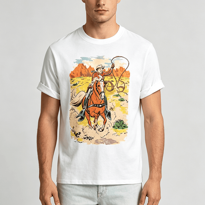 Chemise western rétro style BD avec lasso de cowboy - image 1