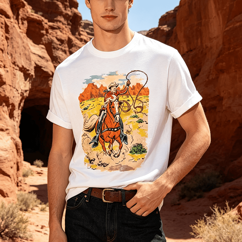 Chemise western rétro style BD avec lasso de cowboy - image 0
