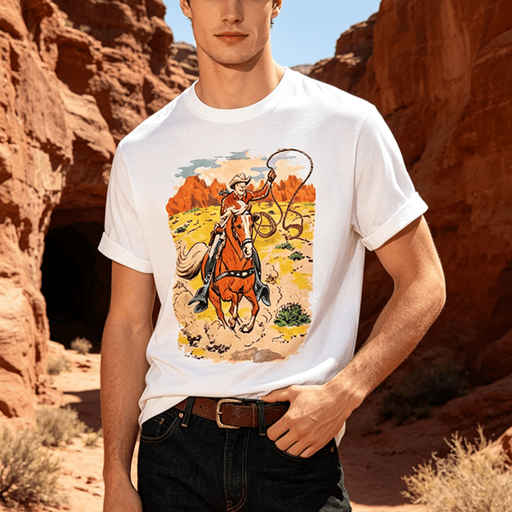 Chemise western rétro style BD avec lasso de cowboy - image 0