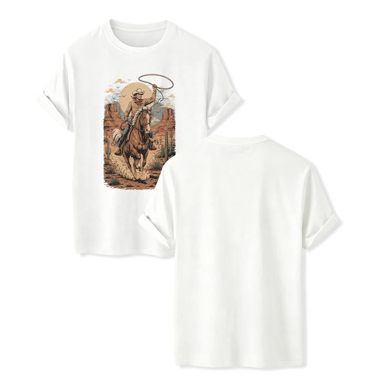 T-shirt à imprimé graphique rétro Canyon Cowboy Lasso - Blanc - 2XL - image 5