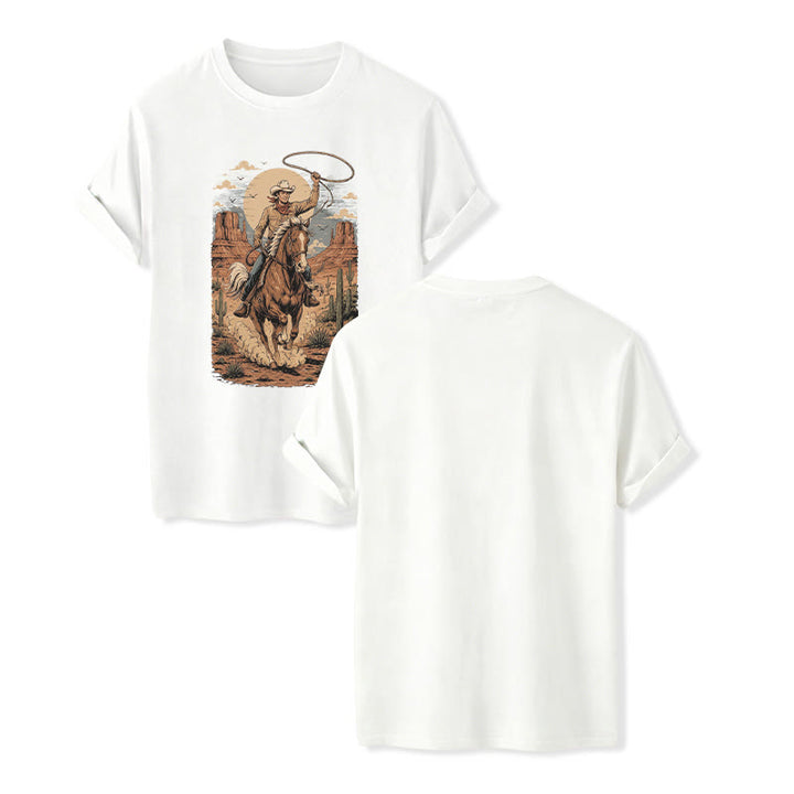 T-shirt à imprimé graphique rétro Canyon Cowboy Lasso - Blanc - 2XL - image 5