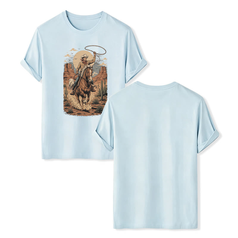 T-shirt à imprimé graphique rétro Canyon Cowboy Lasso - Bleu - 2XL - image 9