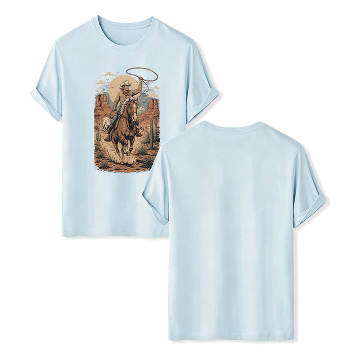 T-shirt à imprimé graphique rétro Canyon Cowboy Lasso - Bleu - 2XL - image 9