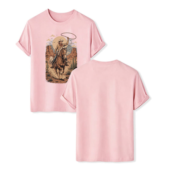 T-shirt à imprimé graphique rétro Canyon Cowboy Lasso - Rose - 2XL - image 7