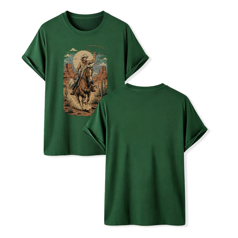 T-shirt à imprimé graphique rétro Canyon Cowboy Lasso - Vert foncé - 2XL - image 13