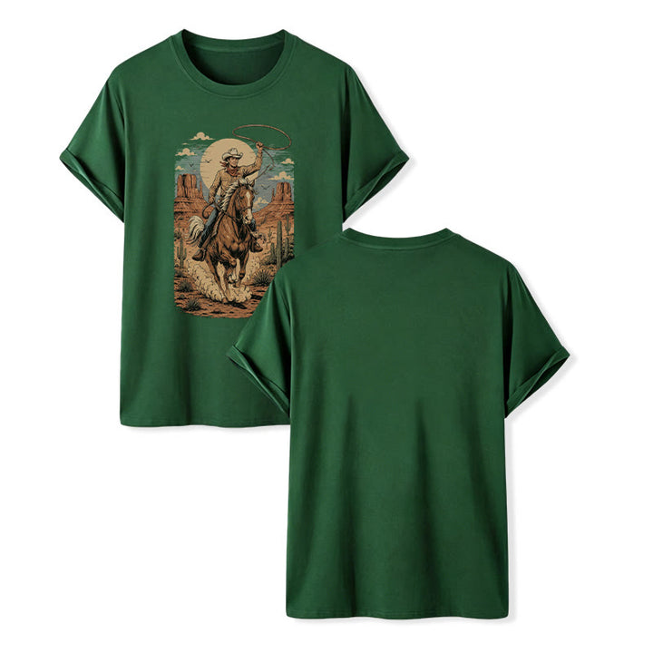 T-shirt à imprimé graphique rétro Canyon Cowboy Lasso - Vert foncé - 2XL - image 13