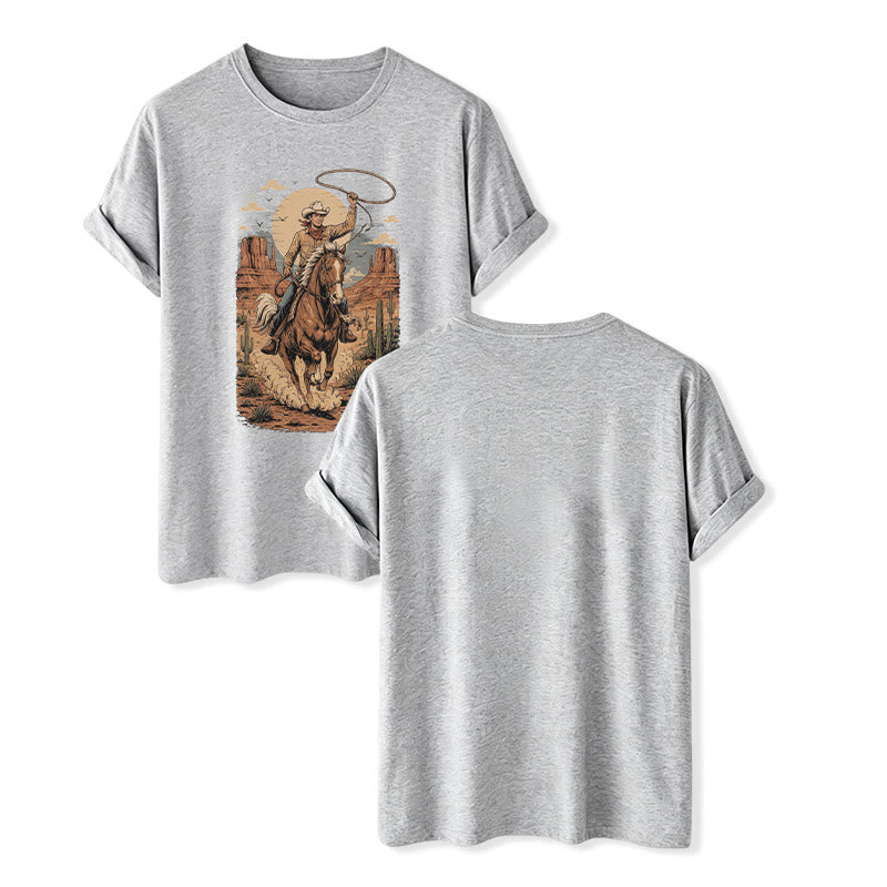 T-shirt à imprimé graphique rétro Canyon Cowboy Lasso - Gris - 2XL - image 8