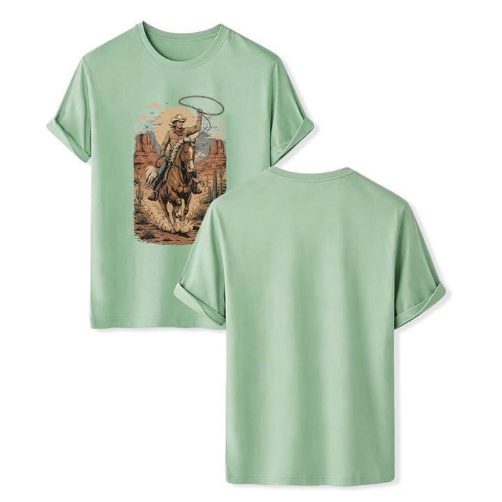 T-shirt à imprimé graphique rétro Canyon Cowboy Lasso - Vert - 2XL - image 10