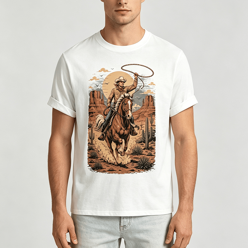 T-shirt à imprimé graphique rétro Canyon Cowboy Lasso - image 1