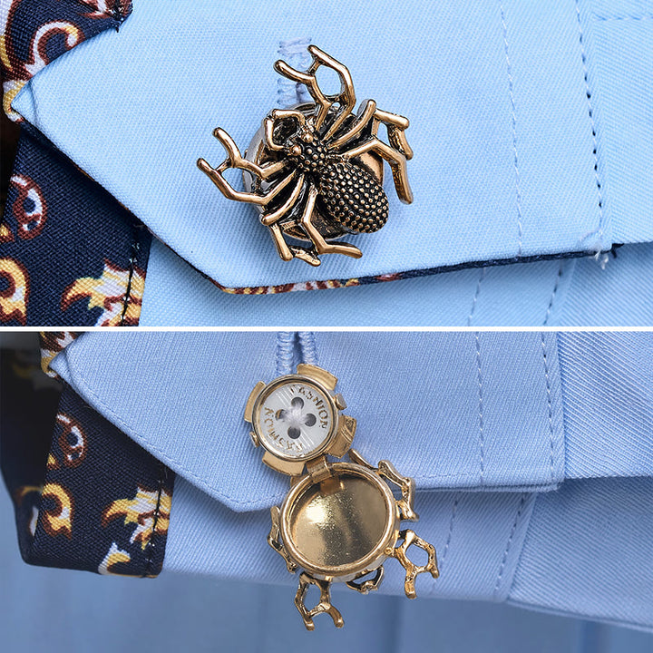1 paire de couvre-boutons de chemise à pression en forme d'araignée - Or - image 0