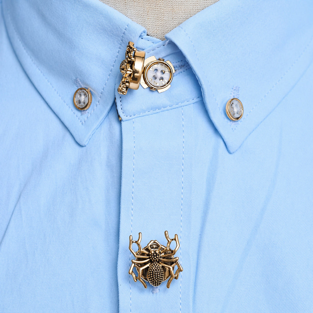 1 paire de couvre-boutons de chemise à pression en forme d'araignée - image 2