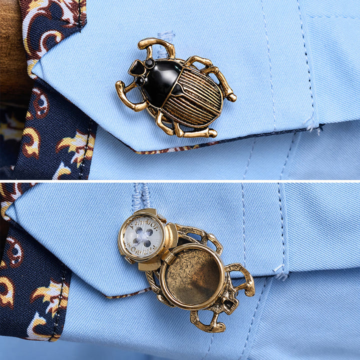 1 paire de couvre-boutons de chemise à pression Scarab Signet Insect Buttons - Or - image 0