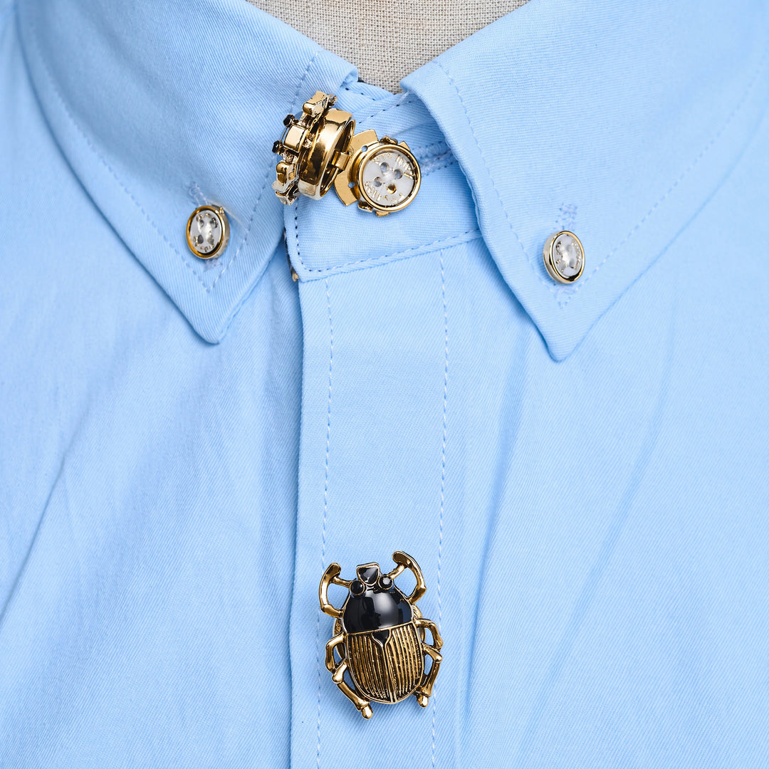 1 paire de couvre-boutons de chemise à pression Scarab Signet Insect Buttons - image 2