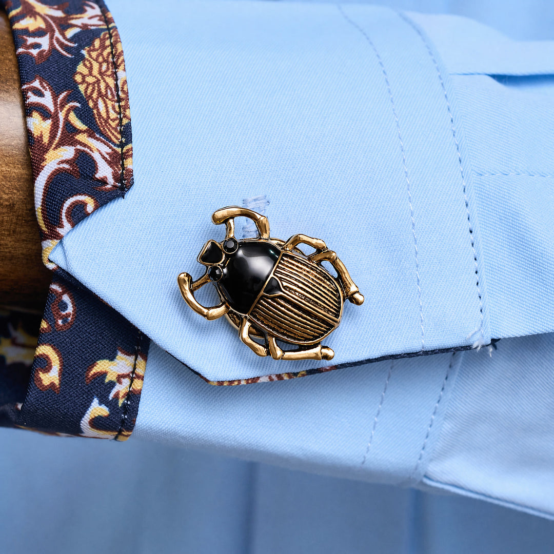 1 paire de couvre-boutons de chemise à pression Scarab Signet Insect Buttons - image 3