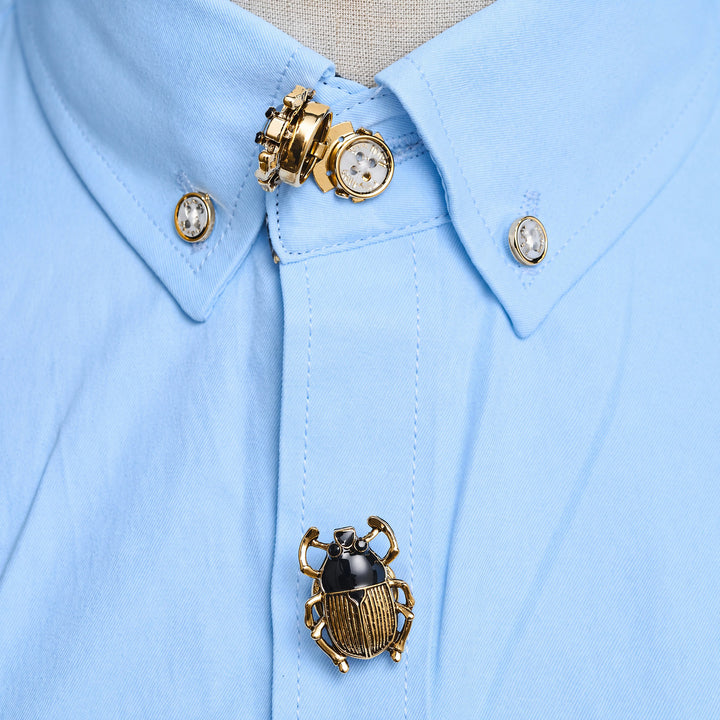 1 paire de couvre-boutons de chemise à pression Scarab Signet Insect Buttons - image 2