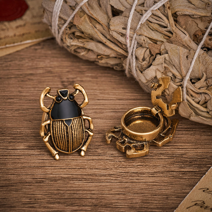 1 paire de couvre-boutons de chemise à pression Scarab Signet Insect Buttons - image 1