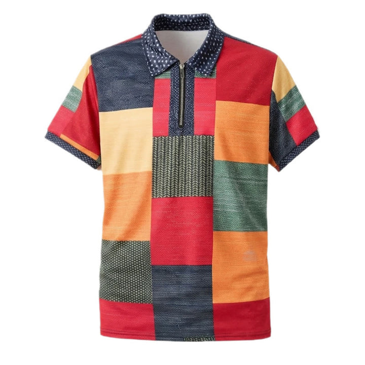 Polo à col zippé imprimé 3D style streetwear et couleurs contrastées - image 9