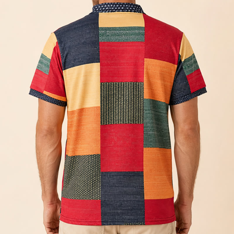 Polo à col zippé imprimé 3D style streetwear et couleurs contrastées - image 2