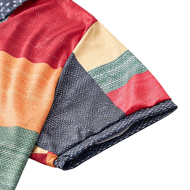 Polo à col zippé imprimé 3D style streetwear et couleurs contrastées - image 8