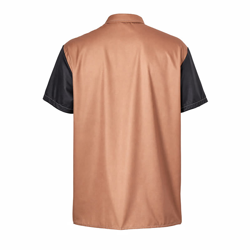 Chemise hawaïenne décontractée pour homme, motif palmiers et blocs de couleurs - image 10