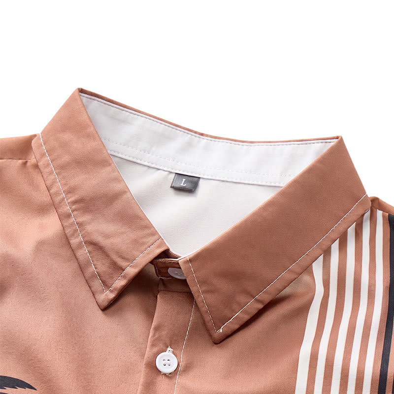 Chemise hawaïenne décontractée pour homme, motif palmiers et blocs de couleurs - image 4