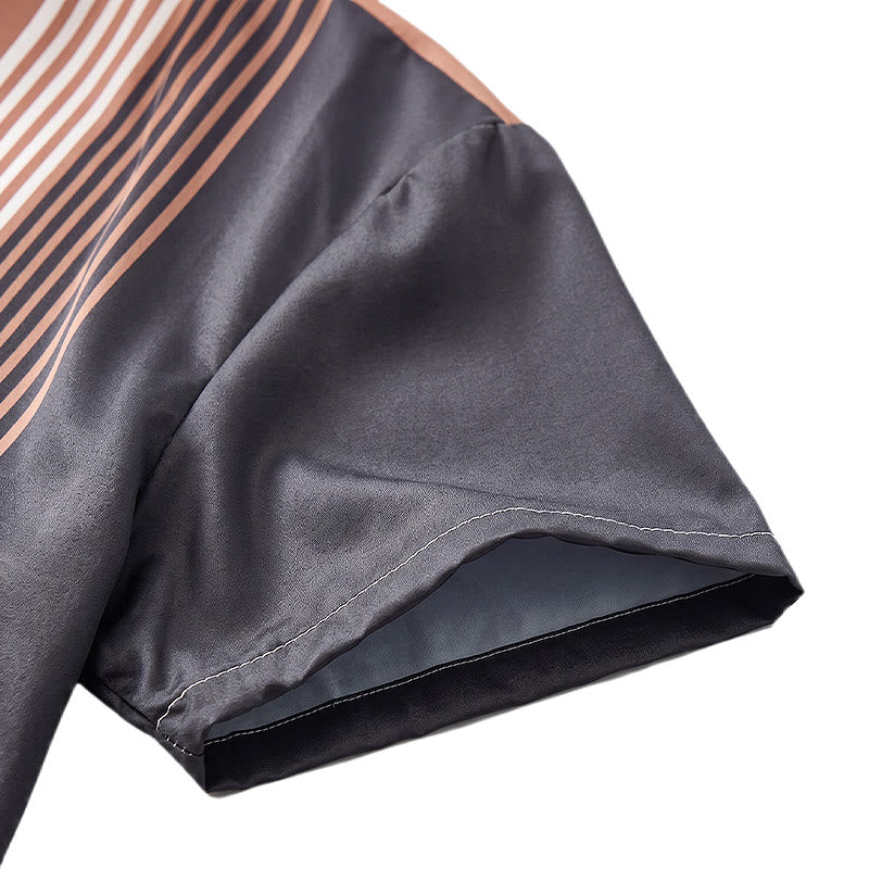 Chemise hawaïenne décontractée pour homme, motif palmiers et blocs de couleurs - image 8