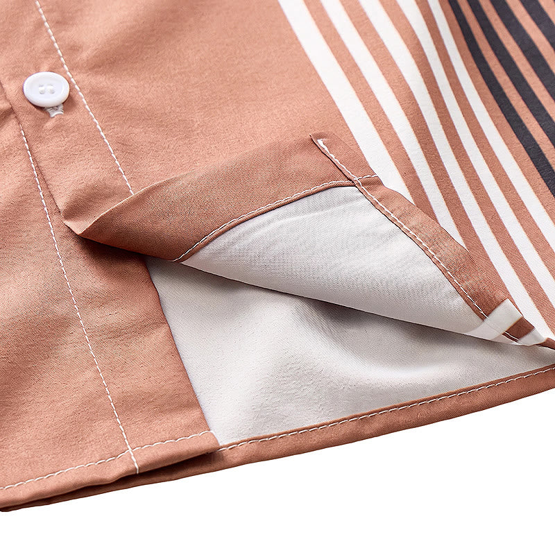 Chemise hawaïenne décontractée pour homme, motif palmiers et blocs de couleurs - image 7