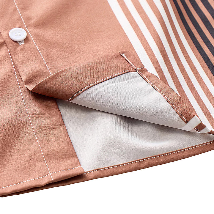 Chemise hawaïenne décontractée pour homme, motif palmiers et blocs de couleurs - image 7