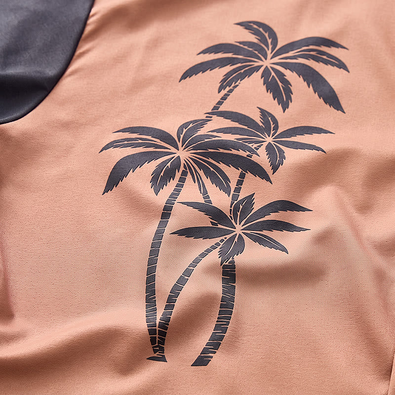 Chemise hawaïenne décontractée pour homme, motif palmiers et blocs de couleurs - image 5