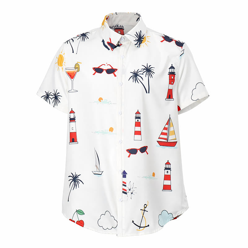 Chemise d'été hawaïenne à manches courtes pour homme, imprimé palmiers, style marin. - image 9
