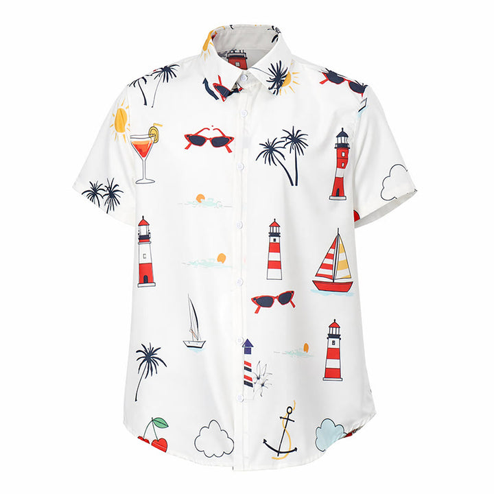 Chemise d'été hawaïenne à manches courtes pour homme, imprimé palmiers, style marin. - image 9