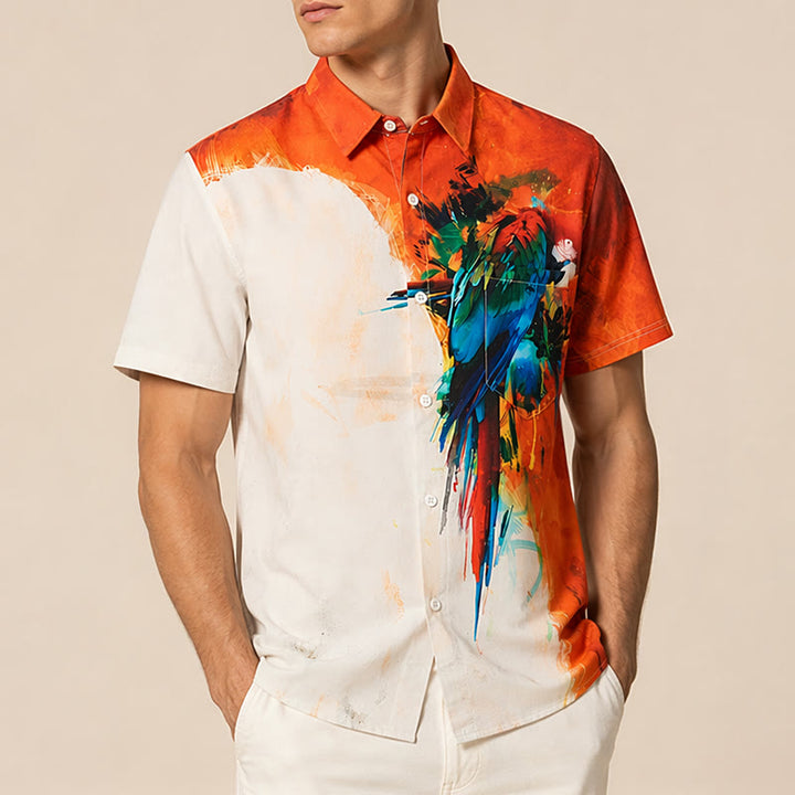 Chemise hawaïenne homme à motif perroquet graffiti coloré - image 3