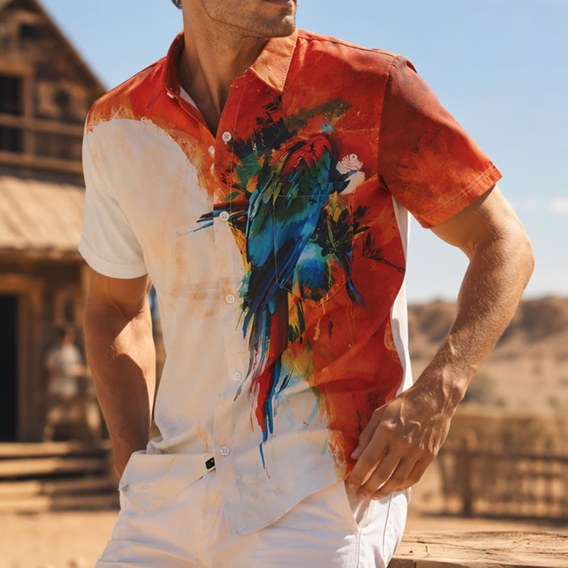 Chemise hawaïenne homme à motif perroquet graffiti coloré - Style n° 1 - 4XL - image 0