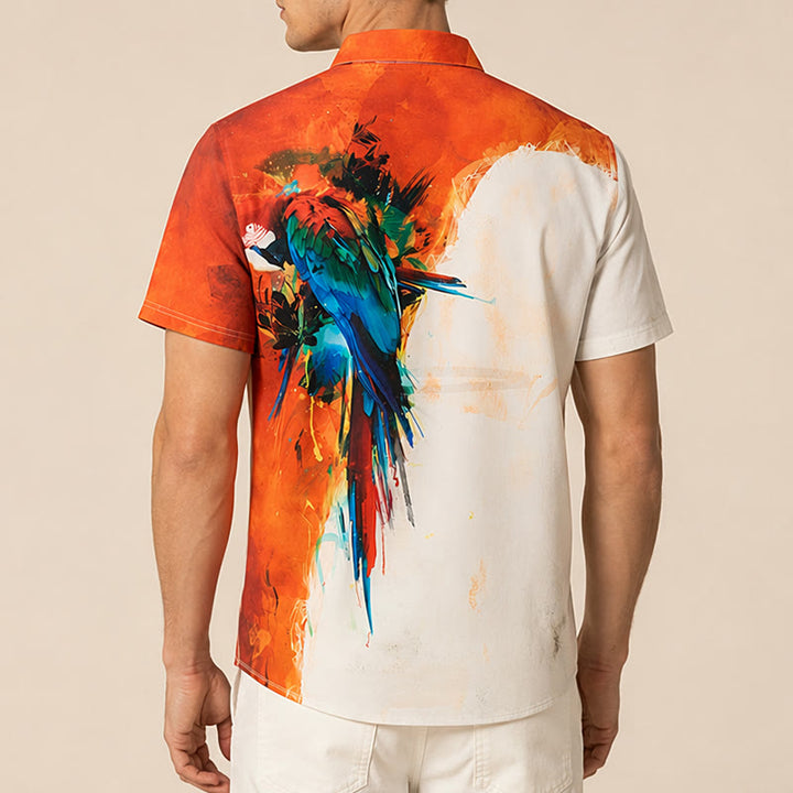 Chemise hawaïenne homme à motif perroquet graffiti coloré - image 2