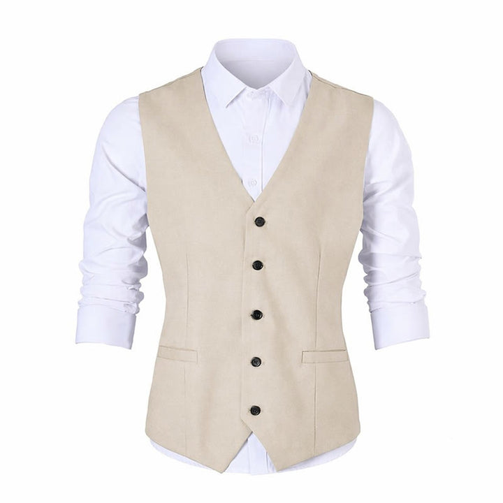Gilet de cérémonie en lin à col en V pour garçons d'honneur, mariage à la plage - image 14