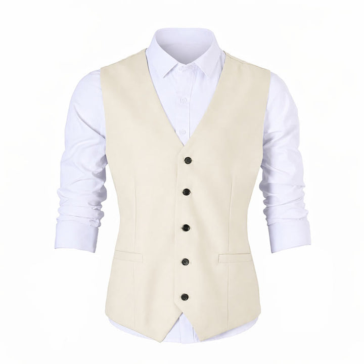 Gilet de cérémonie en lin à col en V pour garçons d'honneur, mariage à la plage - image 15