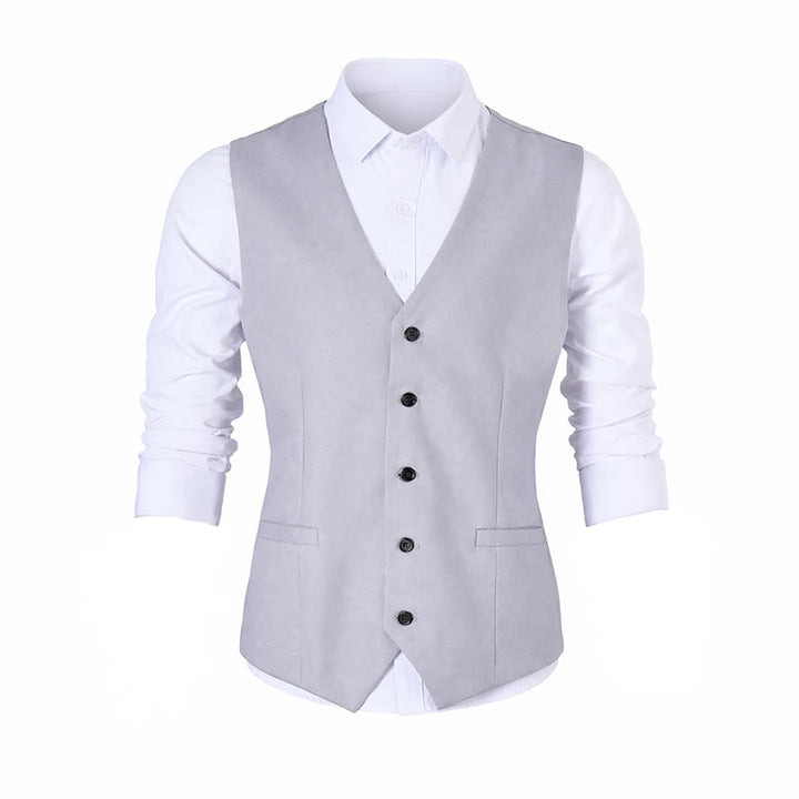 Gilet de cérémonie en lin à col en V pour garçons d'honneur, mariage à la plage - image 12