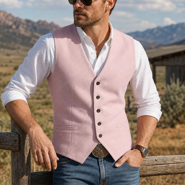 Gilet de cérémonie en lin à col en V pour garçons d'honneur, mariage à la plage - Rose - 3XL - image 6