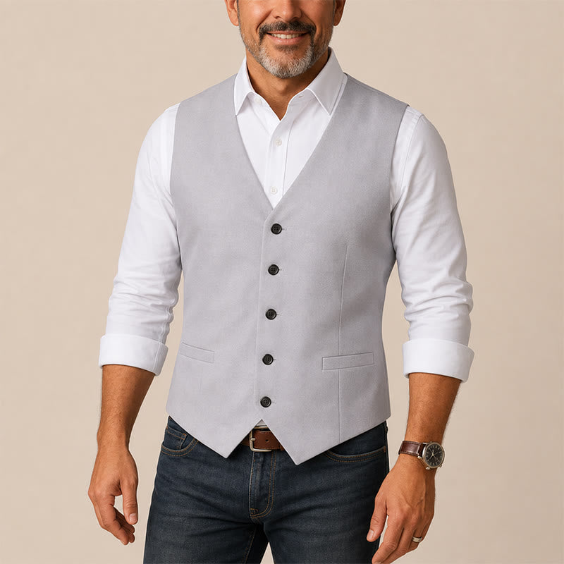Gilet de cérémonie en lin à col en V pour garçons d'honneur, mariage à la plage - image 1