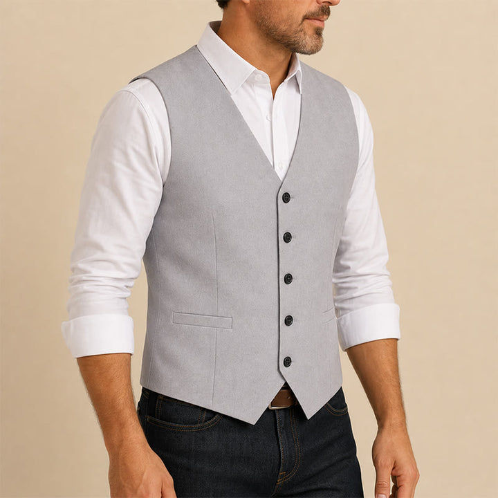 Gilet de cérémonie en lin à col en V pour garçons d'honneur, mariage à la plage - image 3